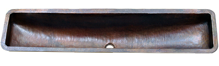 Copper Undermount Barrel Trough Sink - Click Image to Close